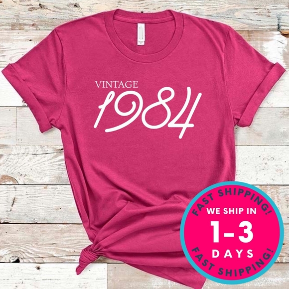 Unisex Tee Vintage 1984 Shirt Birthday Gift cool - Picture 2 of 4